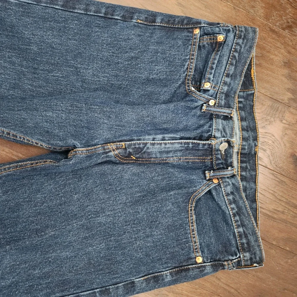 Levis 505 Regular Fit Jeans Mens 35x32 Dark Wash Indigo Straight Leg 00505-0216